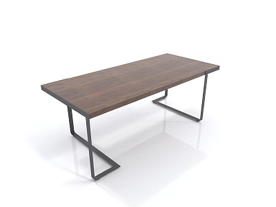 Stylish Modern Functional Table Featuring Wooden Top And Black Metal Legs 3d model
