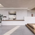 Modern Hotel Lobby Interior With Wooden Ceiling Sofa Seating Coffee Tables And Bar Counter