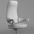 Modern High Back Office Chair with White Cushion Black Armrests and Swivel Base