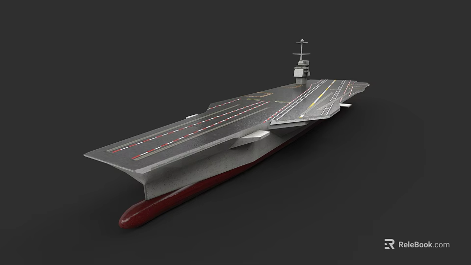 Modern Military Aircraft Carrier With Extended Flight Deck And Island Structure 3d model 