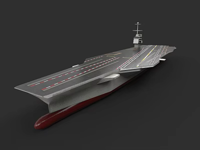 Modern Military Aircraft Carrier With Extended Flight Deck And Island Structure 3d model
