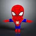 Chibi Spider Man Character In Red And Blue Costume With Spider Emblem And Outstretched Arms