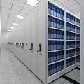 Bright Archive Room With White Filing Cabinets And Neatly Arranged Blue Folders