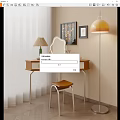 Modern Dressing Table Simple Metal Solid Wood Corner Dressing Table Dressing Chair Desk Lamp Hanging Picture Floor Lamp 3d model