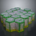 Green And White Hexagonal Blocks Forming Stacked Honeycomb Like Structure 3d model