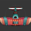 Vintage Biplane Model Airplane With Colorful Red Pink Blue Stripes And Propeller