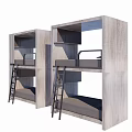 Modern Bunk Beds With Gray Frame Metal Ladder And Double Tier Structure 3d model
