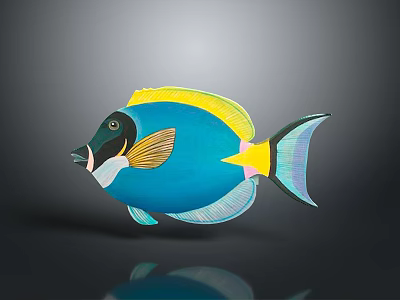 Vibrant Aquatic Animal Tropical Fish Featuring Blue Body Yellow Fins and Bright Colors 3d model