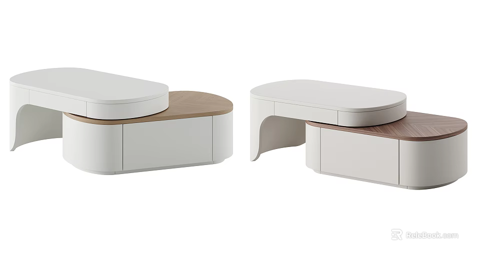 Modern Coffee Table With White Top And Wood Storage Two Stylish Designs 3d model 