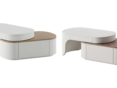 Modern Coffee Table With White Top And Wood Storage Two Stylish Designs 3d model