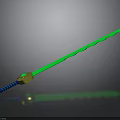 Futuristic Laser Sword Design With Green Glowing Beam Golden Hilt And Blue Accents