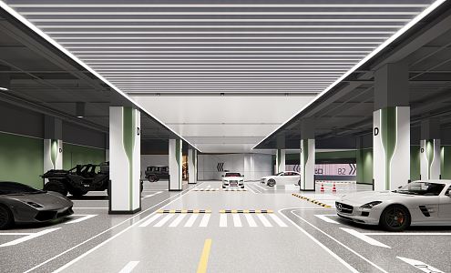 Modern Parking Mall Underground Parking 3d model