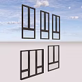 Modern Window Frames In Different Styles Against Blue Sky With White Clouds 3d model