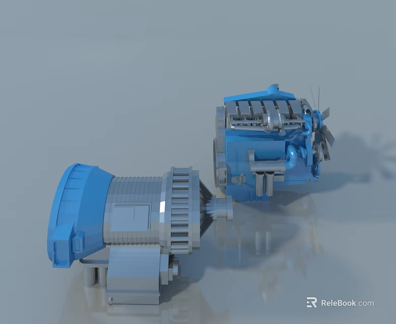 Blue And Gray Mechanical Swing Door Gear Components System Design 3d model