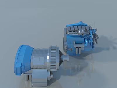 Blue And Gray Mechanical Swing Door Gear Components System Design 3d model