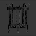 Vintage Black Metal Decorative Ornament Combination With Cage Shaped Curved Metal Bars And Base Stand
