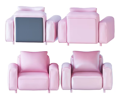 Stylish Pink Single Sofa With Soft Leather Upholstery And Multiple Angles 3d model
