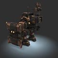 Game Movie Character With Mechanical Armor Structure Yellow Lights And Sturdy Legs