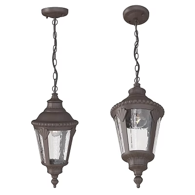Two Classic Pendant Lights With Glass Shades And Decorative Metal Frames 3d model