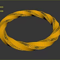 Golden Circular Decorative Furniture Element With Twisted Design And Red Accents