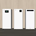 Three White Air Purifiers With Digital Display For Home Room Use 3d model