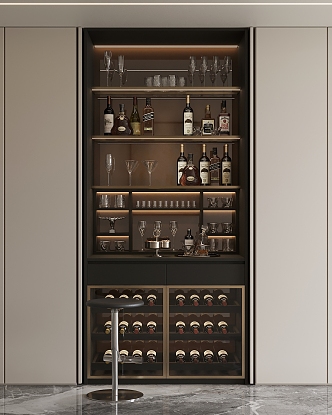 Water Bar Wine Cabinet Wine Glass Wine Bar Chair Wine Glass Invisible Wine Cabinet 3d model