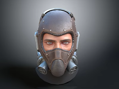 Vintage Industrial Leather Protective Gas Mask Fashion Accessory With Metal Details 3d model