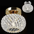 Sparkling Crystal Spherical Ceiling Light With Gold Base And Illuminated Design 3d model