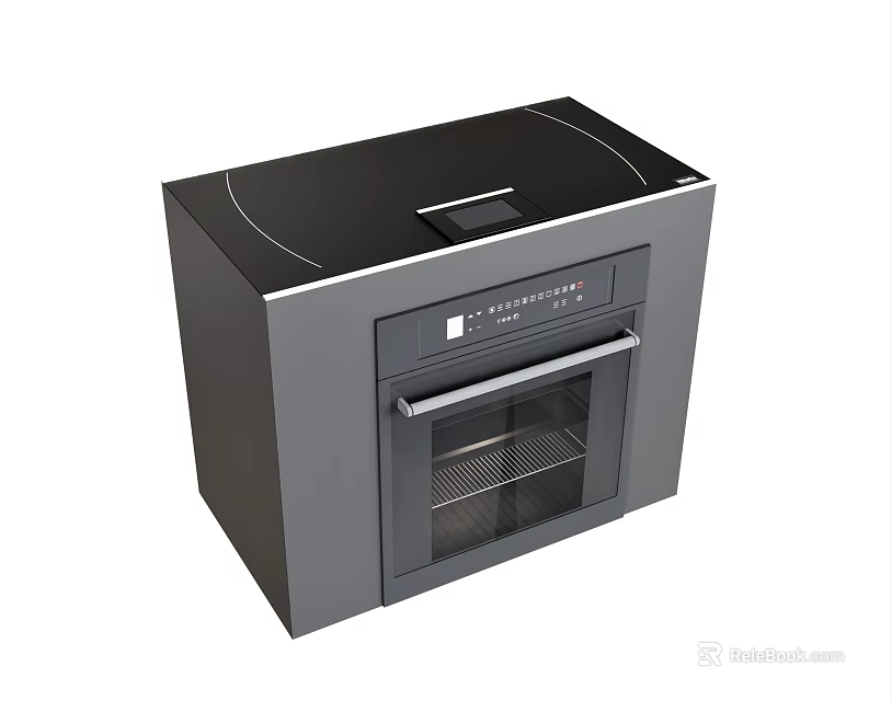 Sleek Modern Black Kitchen Oven With Glass Door And Control Panel 3d model 