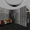 Modern Lounge Area Interior Design With Round Table Chairs Bookshelves And Decorative Lighting