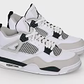 White and Black Jordan Sneakers with Gray Accents and Mesh Detailing