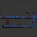 Colorful Industrial Pipes In Black Green Blue And Red With Valves And Connections