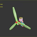 Metallic Propeller Equipment With Three Blades And Red Hub Motor Structure