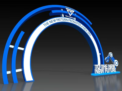 Futuristic Blue And White Archway Modern Design Structure For New York New Technology Center 3d model