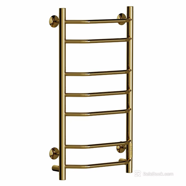 Stylish Gold Brass Bathroom Towel Rack With Wall Mounted Multiple Bars 3d model 