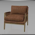 Stylish Modern Orange Armchair With Upholstered Fabric Seat And Wooden Frame