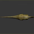 Realistic Dinosaur Figure With Yellow Green Colored Skin Long Neck Standing On Gray Gradient Background