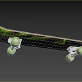 Black And Green Racing Skateboard With Splash Design And Green Wheels
