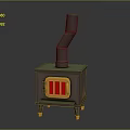 Vintage Old Fashioned Stove With Green Top Brown Body And Curved Chimney