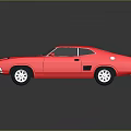 Classic Red Muscle Car With Black Windows Silver Alloy Wheels And Glossy Finish