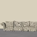 Modern Patterned Multi Seater Sofa With Black And White Abstract Design In Minimalist Room