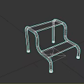 Two Step Metal Frame Step Stool With Blue Non Slip Platforms