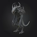 3D Rendered Fantasy Monster Character With Multiple Tentacles Slim Body And Yellow Eyes