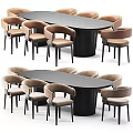 Modern Light Luxury Dining Table and Chair Combination 3d model