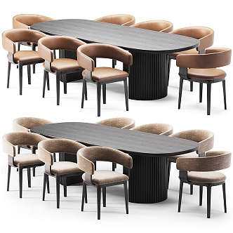 Modern Light Luxury Dining Table and Chair Combination 3d model