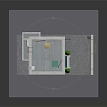 Multi Story Brick Building Model With Windows Entrance Green Plants And Street Lamp