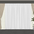 French Cream Curtain Cloth Curtain Gauze Curtain 3d model