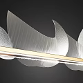 Modern Elegant Chandelier With Transparent Wave Shaped Glass And Gold Metal Frame