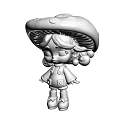 Cute Little Girl Game Movie Character With Mushroom Shaped Hat And Brown Outfit