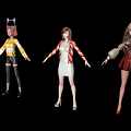Anime Style Game and Movie Characters With Animal Ears Striped Outfits and High Heels